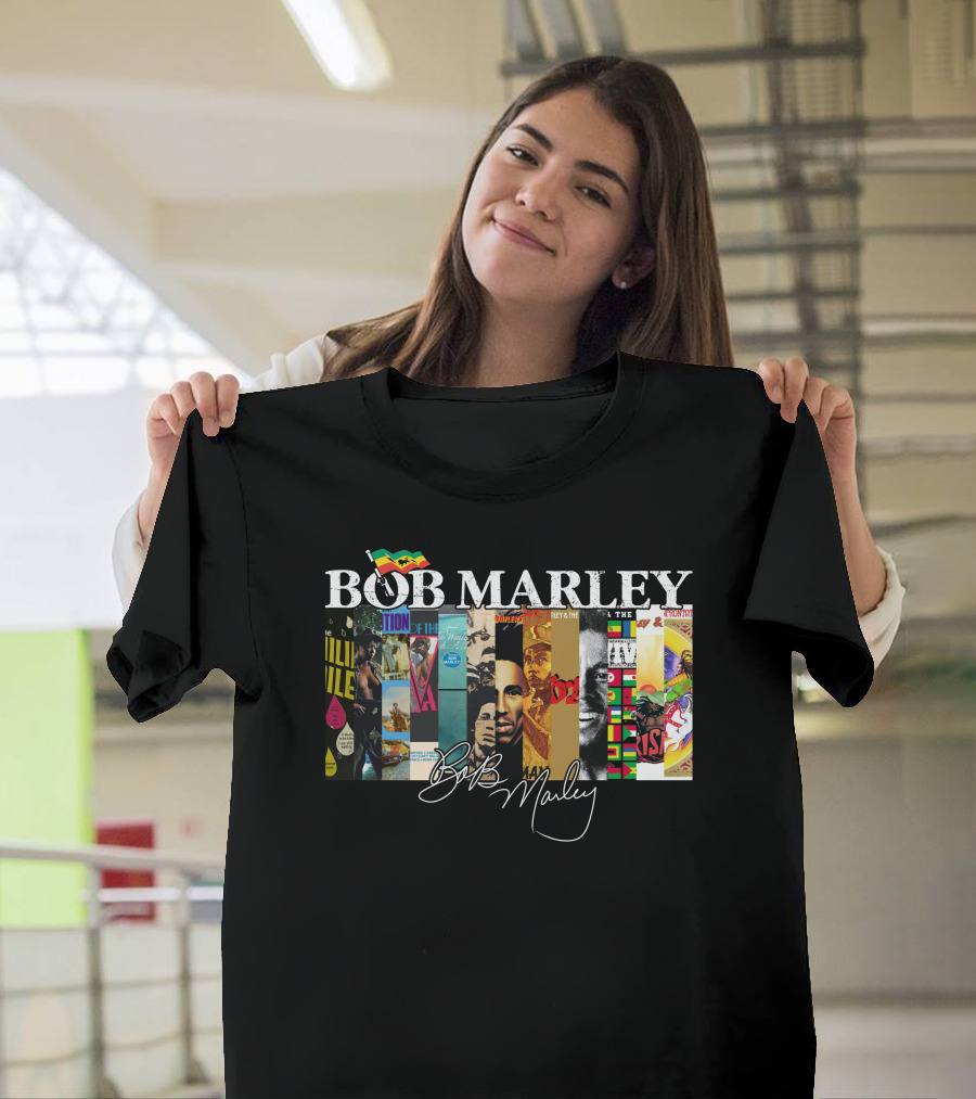 Bob Marley Album Covers Collage Signature T-Shirt