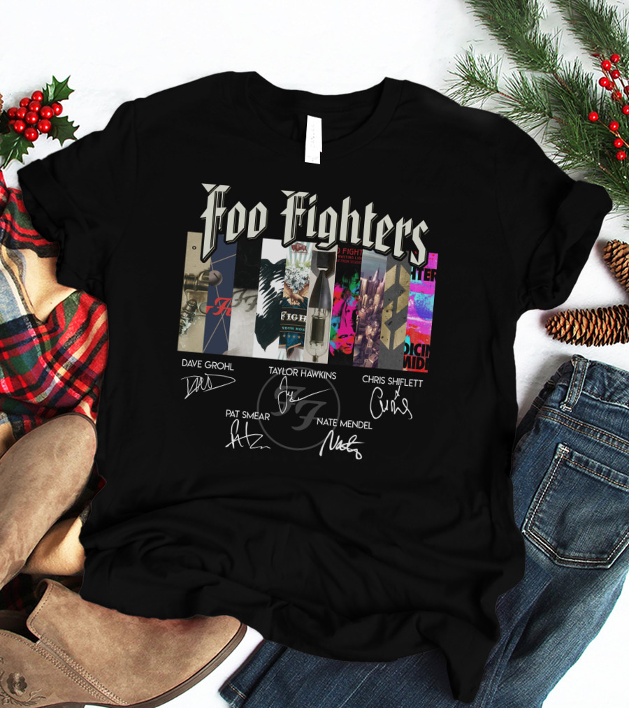 Foo Fighters Dave Grohl Taylor Hawkins Chris Shiflett Pat Smear Nate Mendel Album Covers T-Shirt
