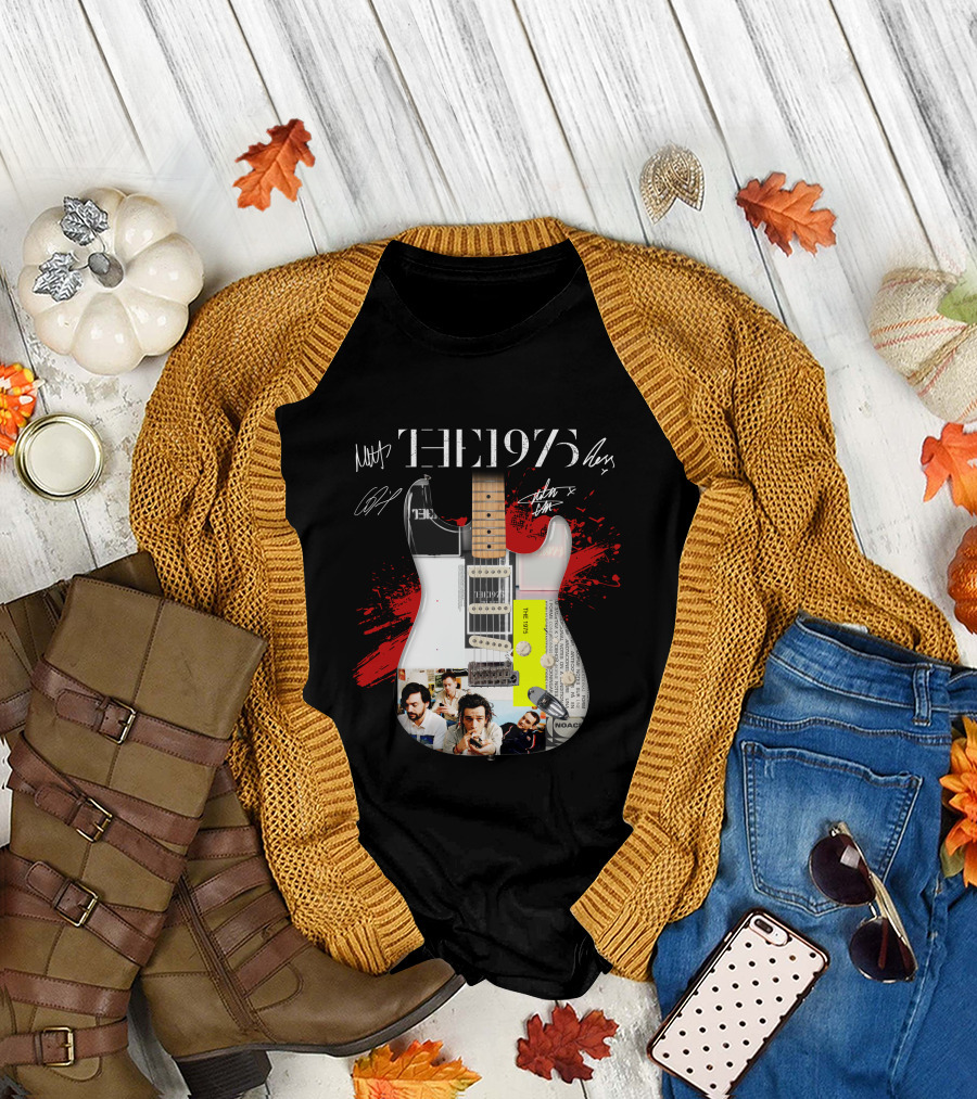 The 1975 Signed Guitar Collage Album T-Shirt