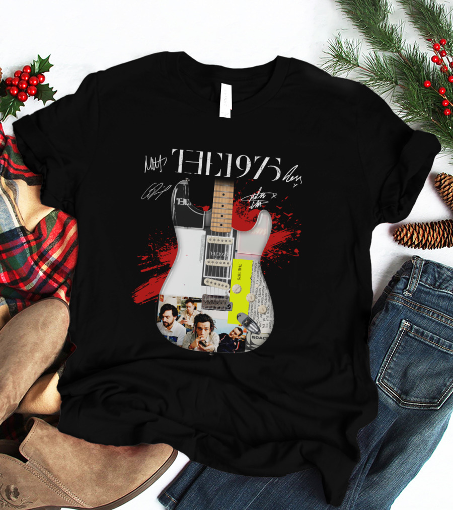 The 1975 Signed Guitar Collage Album T-Shirt