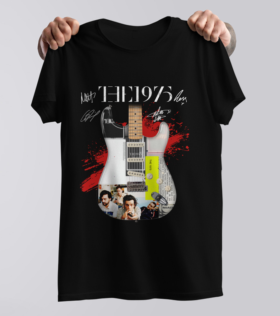 The 1975 Signed Guitar Collage Album T-Shirt