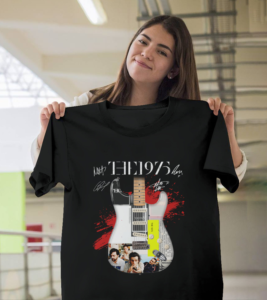 The 1975 Signed Guitar Collage Album T-Shirt