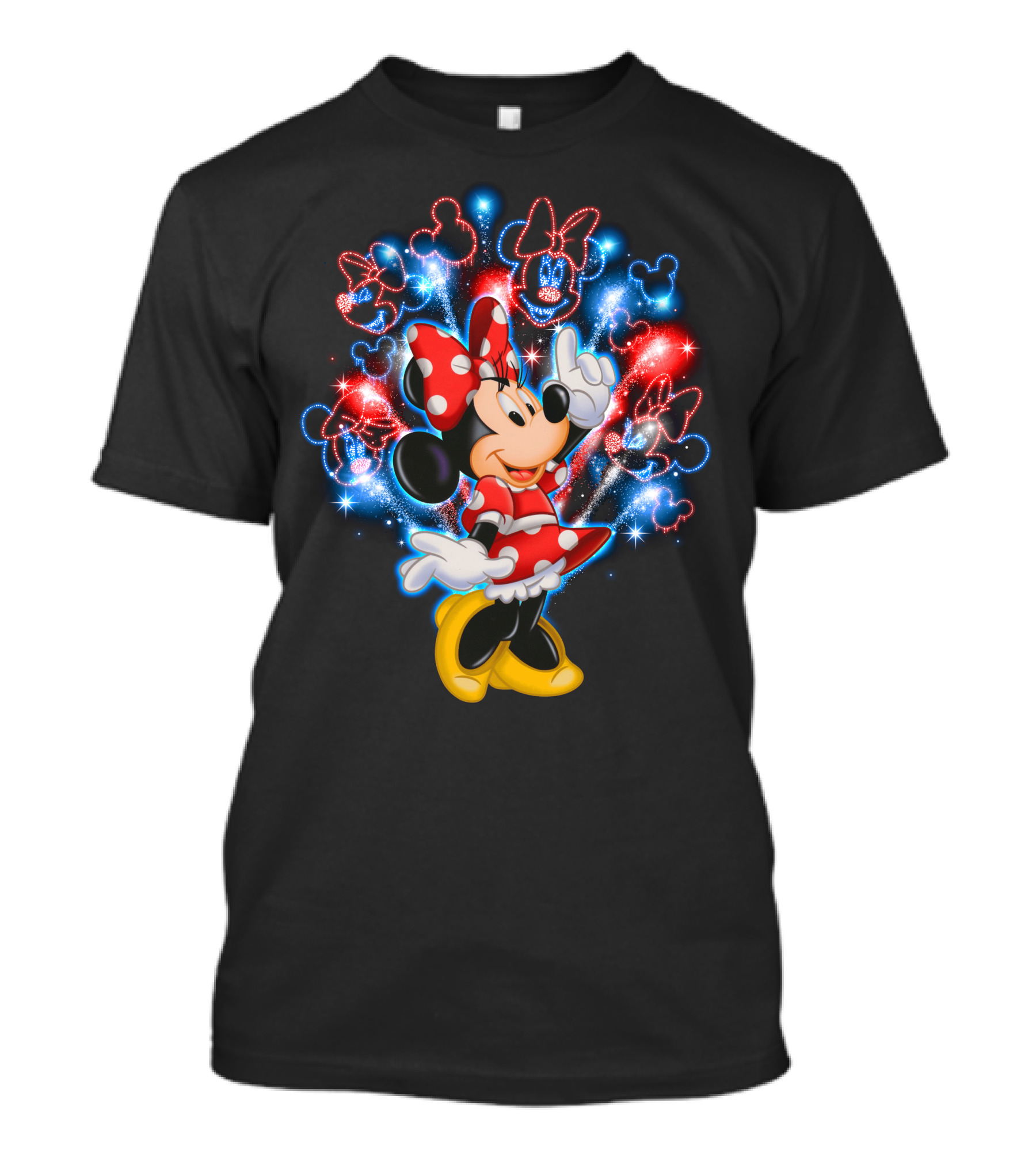 Minnie Mouse Red And Blue Firework T-Shirt