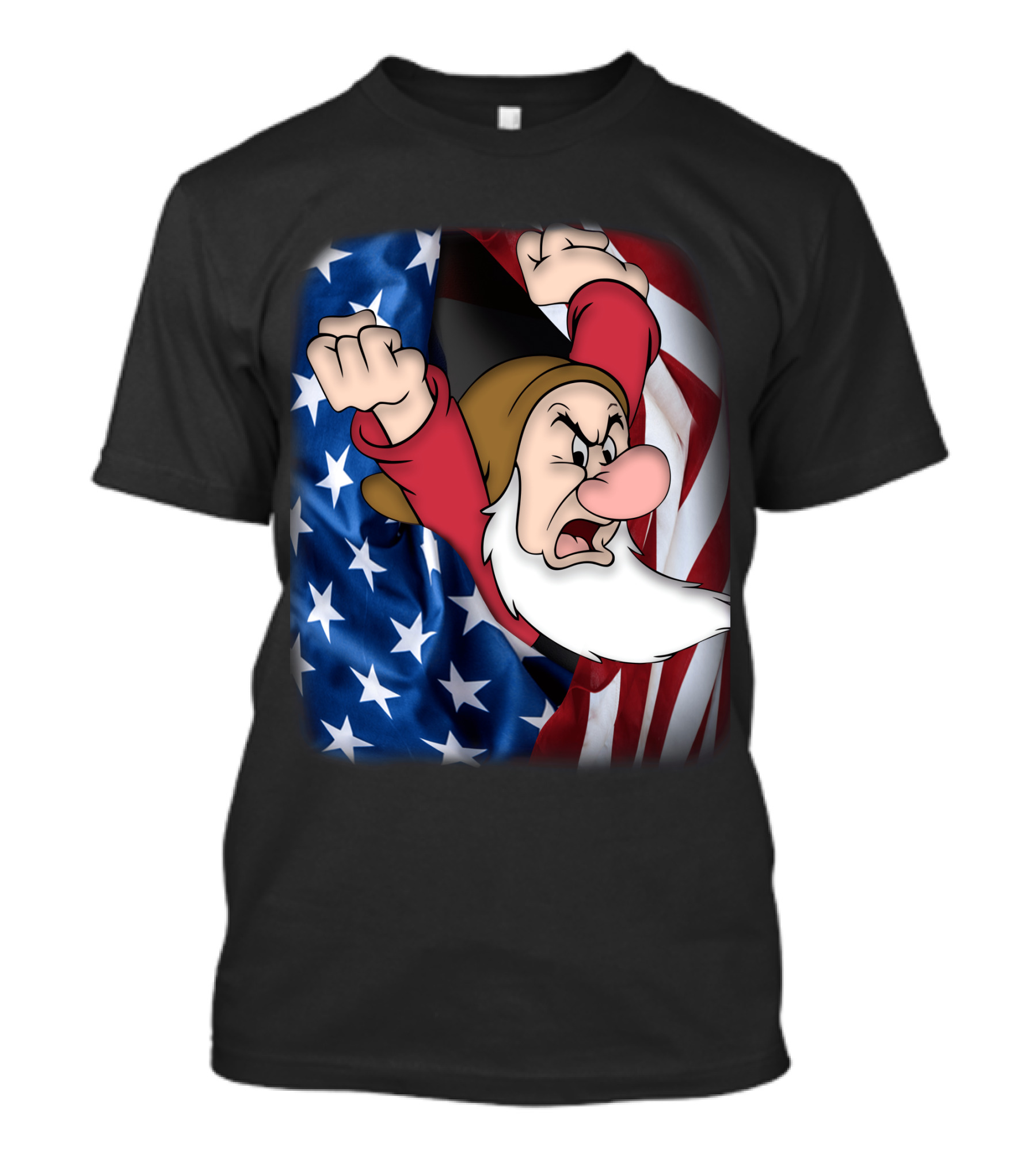 Grumpy American Flag Stars And Stripes Burst T-Shirt