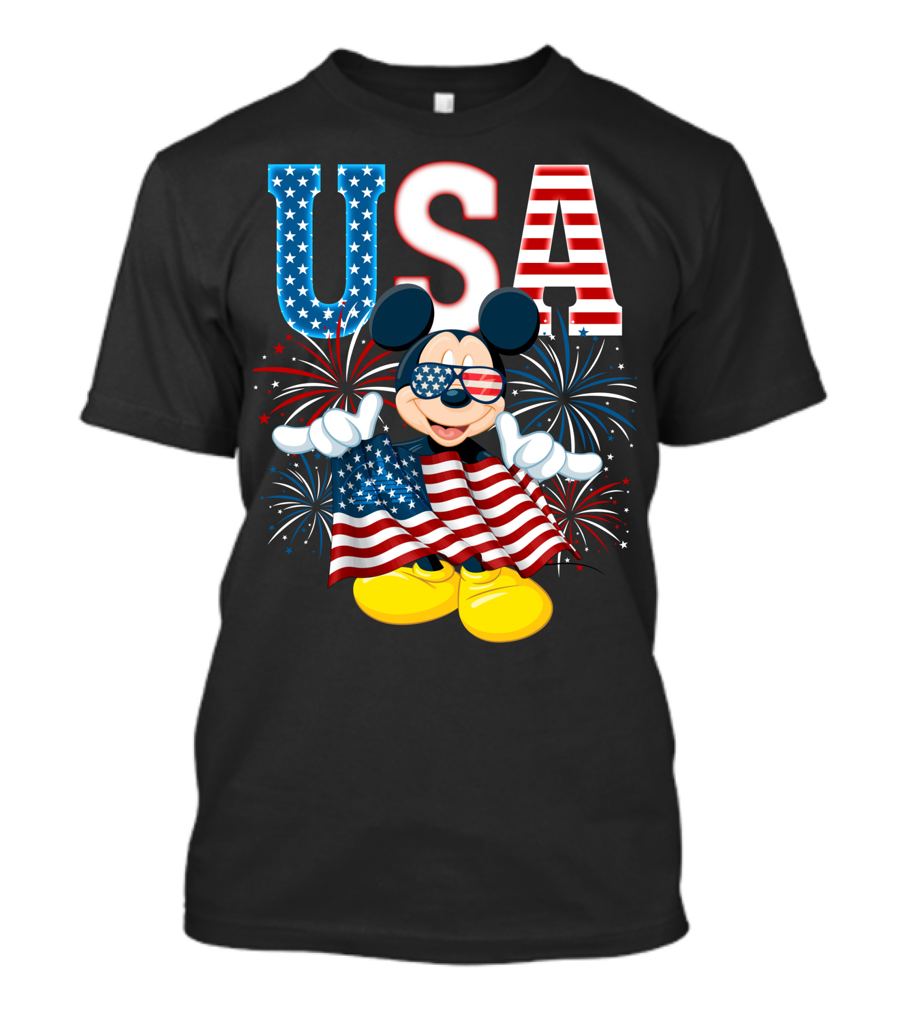 USA Flag Mickey Mouse Fireworks T-Shirt
