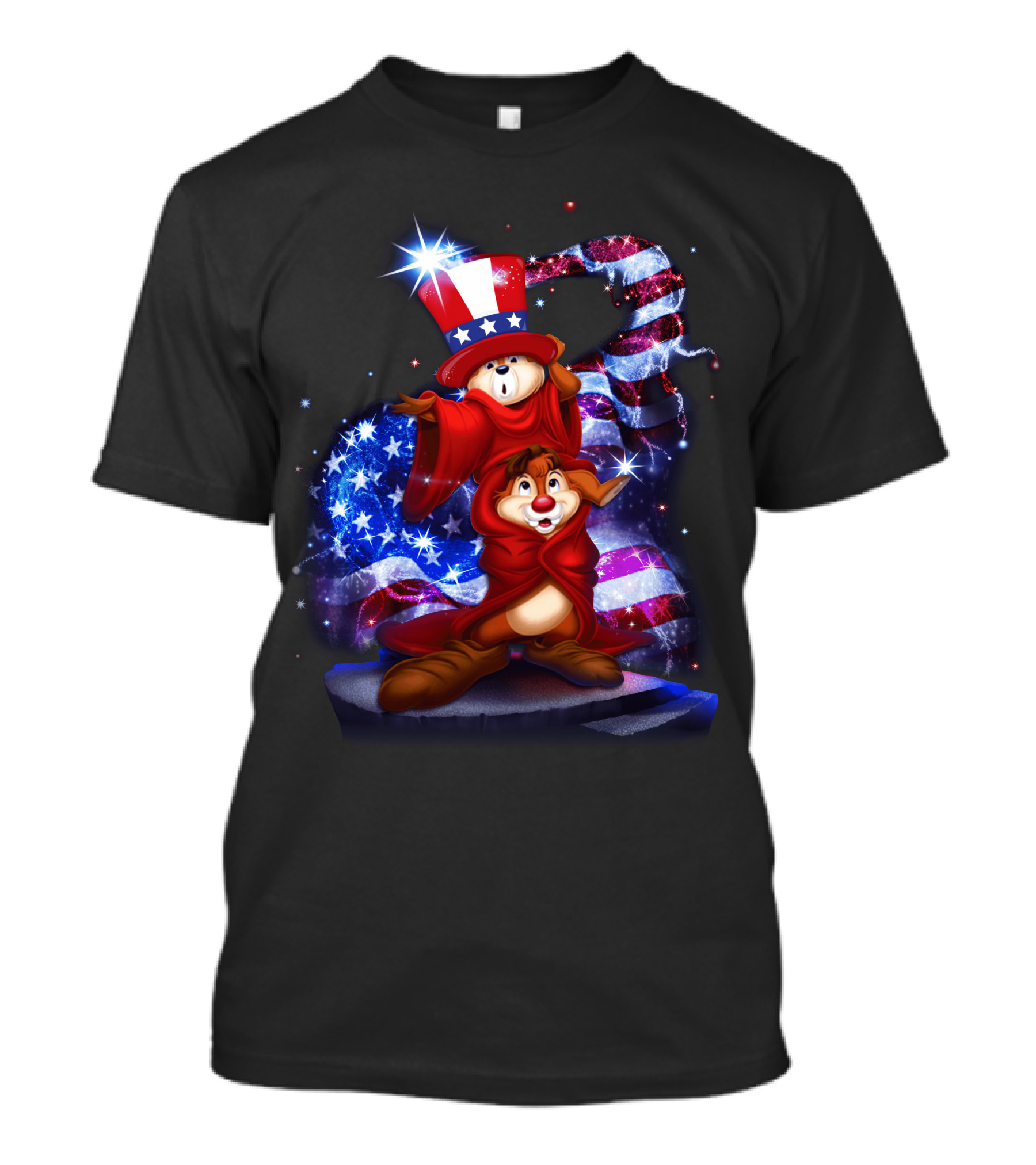 Chip And Dale Patriotic Celebration With Stars And Stripes Bling T-Shirt