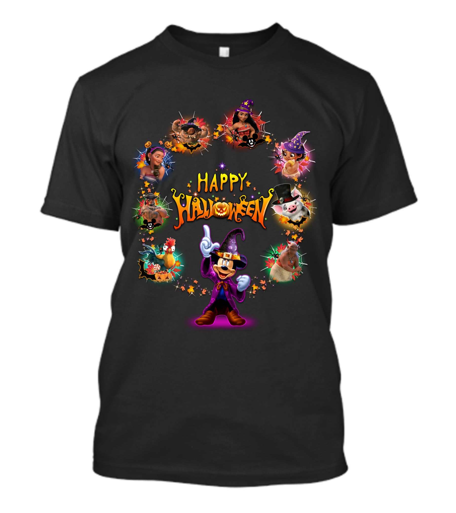 Happy Halloween Moana Disney Characters Mickey Mouse T-Shirt