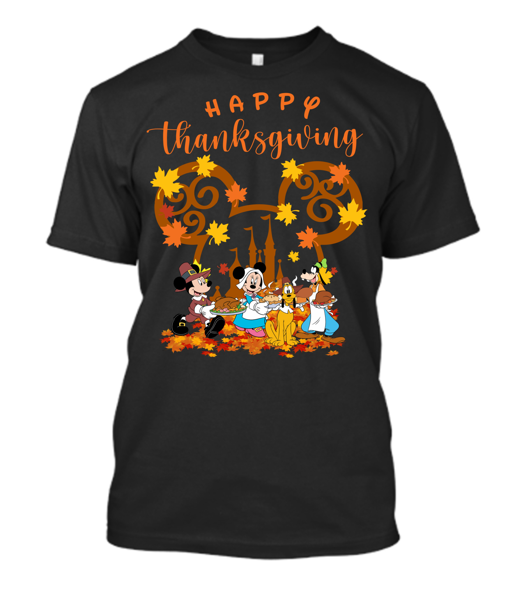 Happy Thanksgiving Mickey And Friends Disneyland Castle T-Shirt