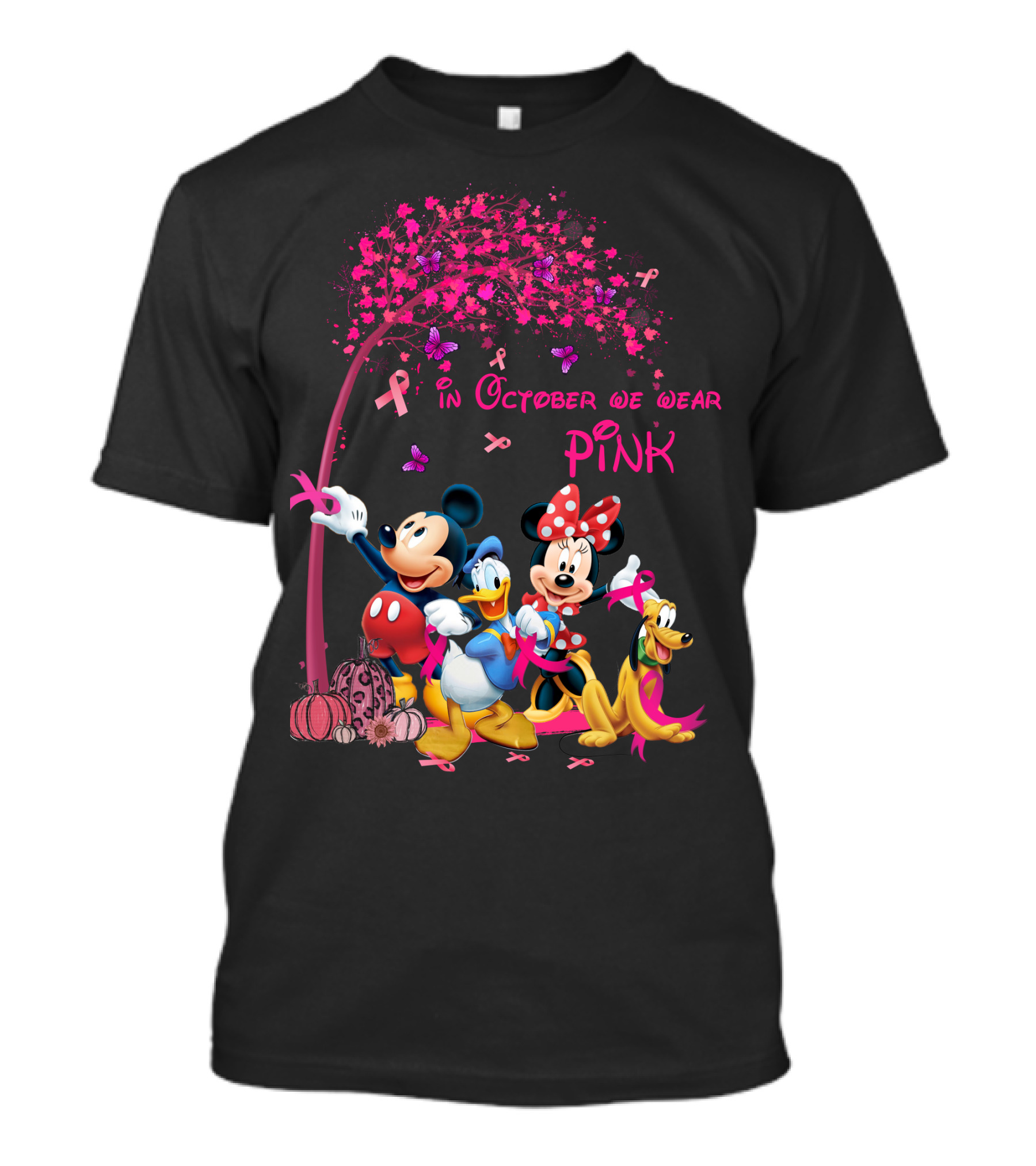 Mickey And Friends In October We Wear Pink Breast Cancer Awareness T-Shirt