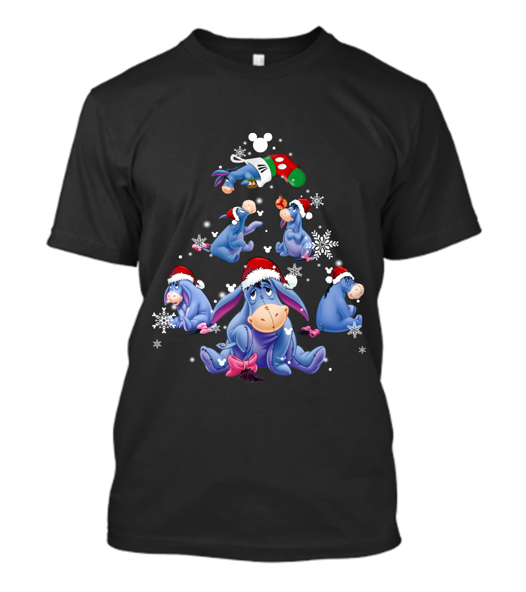 Eeyore Santa Hat Christmas Snowflakes Disney Holiday Magic T-Shirt