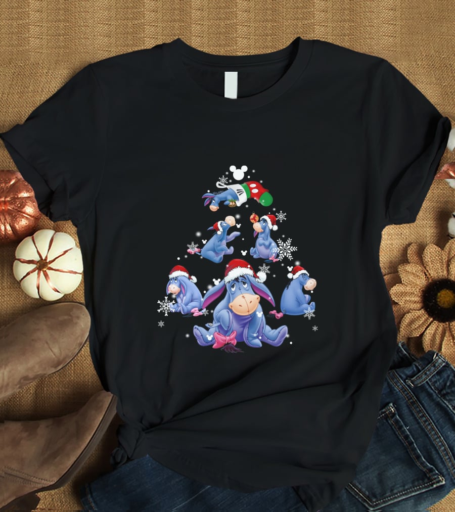 Eeyore Santa Hat Christmas Snowflakes Disney Holiday Magic T-Shirt