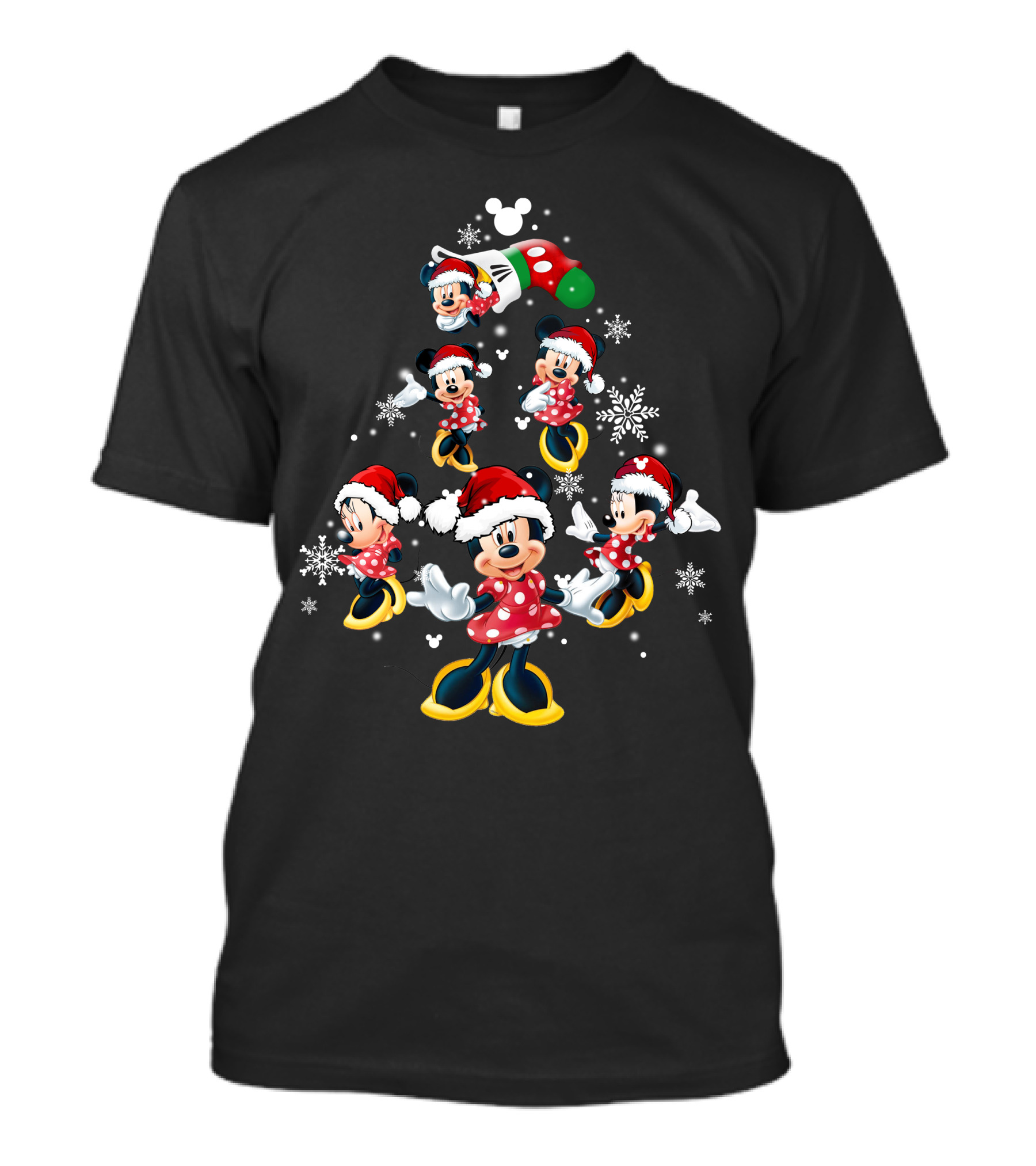 Minnie Mouse Christmas Tree Snowflakes Santa Hat T-Shirt