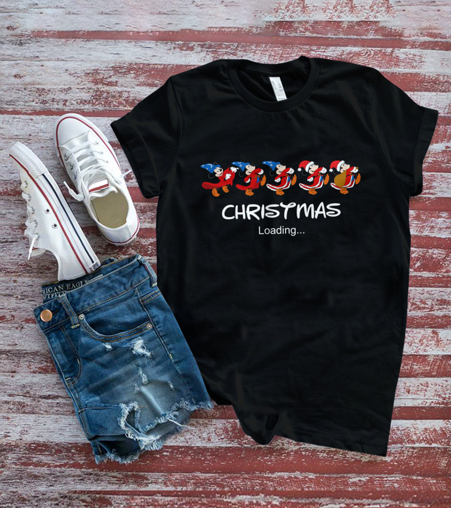 Christmas Loading Disney Santa Minnie Mouse Transformation T-Shirt