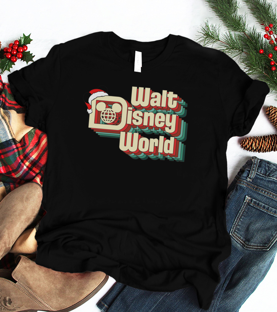 Walt Disney World Christmas Mickey Ears Santa Hat T-Shirt