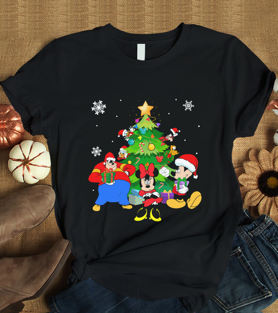 MK And Friends Christmas Tree Holiday Celebration With Gifts And Snowflakes T-Shirt