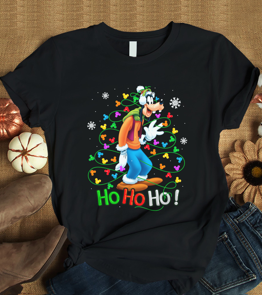 Goofy Ho Ho Ho Christmas Lights Fun Snowflakes T-Shirt