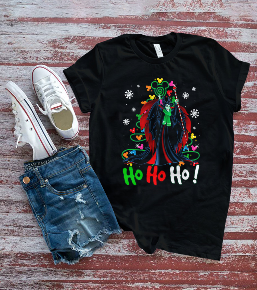 Maleficent Disney Mickey Christmas Ho Ho Ho Snowflakes Festival T-Shirt