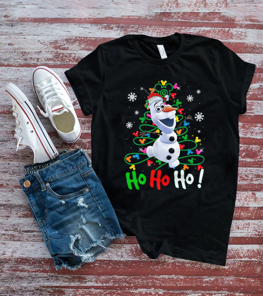 OL HHH Christmas Ho Ho Ho Olaf Disney Frozen Holiday Mickey Mouse Snowflakes T-Shirt