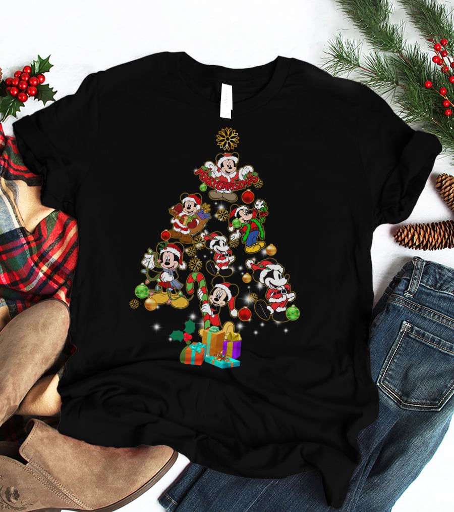 MK Christmas Tree Mickey Characters Holiday T-Shirt