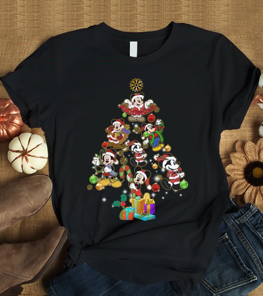 MK Christmas Tree Mickey Characters Holiday T-Shirt