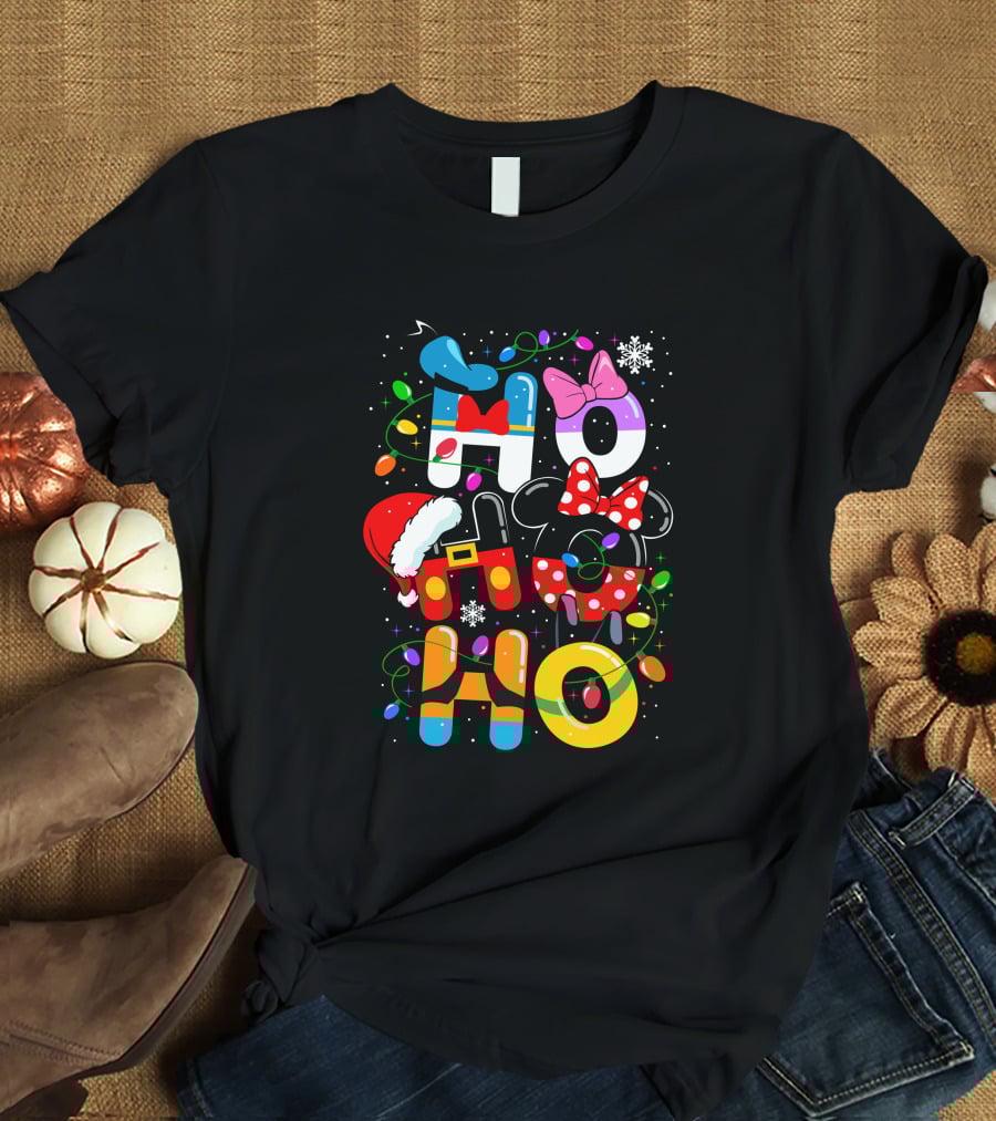 MK HHH Christmas Disney Characters Holiday Ho Ho Ho T-Shirt