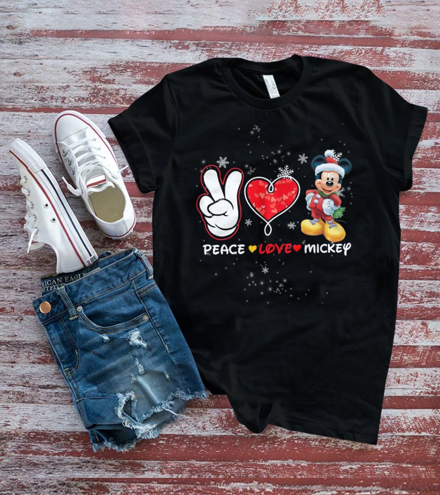 PEACE LOVE MICKEY CHRISTMAS T-Shirt