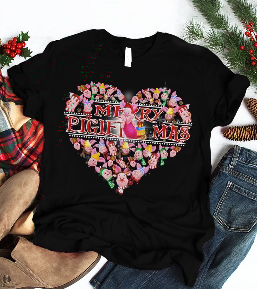 Merry Pigletmas Heart Christmas T-Shirt