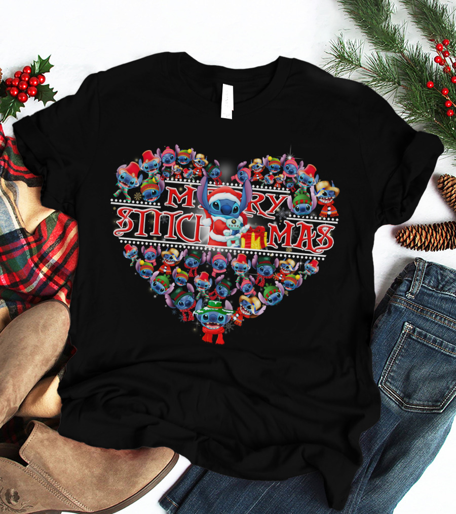 Merry Stitchmas Heart Christmas T-Shirt
