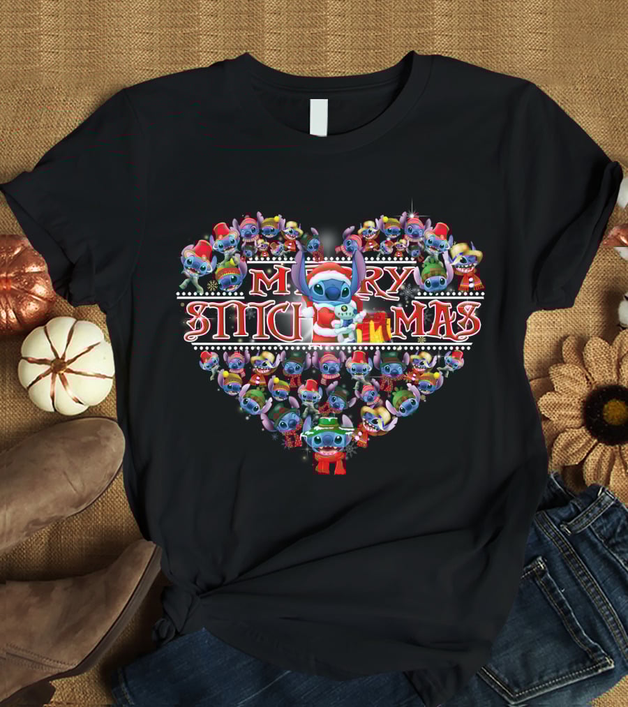 Merry Stitchmas Heart Christmas T-Shirt