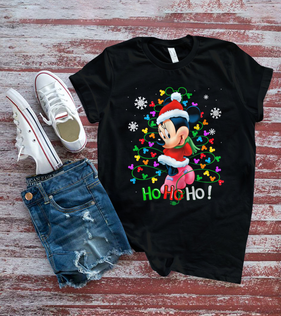 Minnie Mouse Ho Ho Ho Christmas Lights T-Shirt