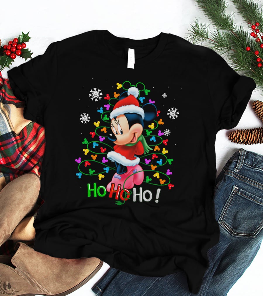 Minnie Mouse Ho Ho Ho Christmas Lights T-Shirt