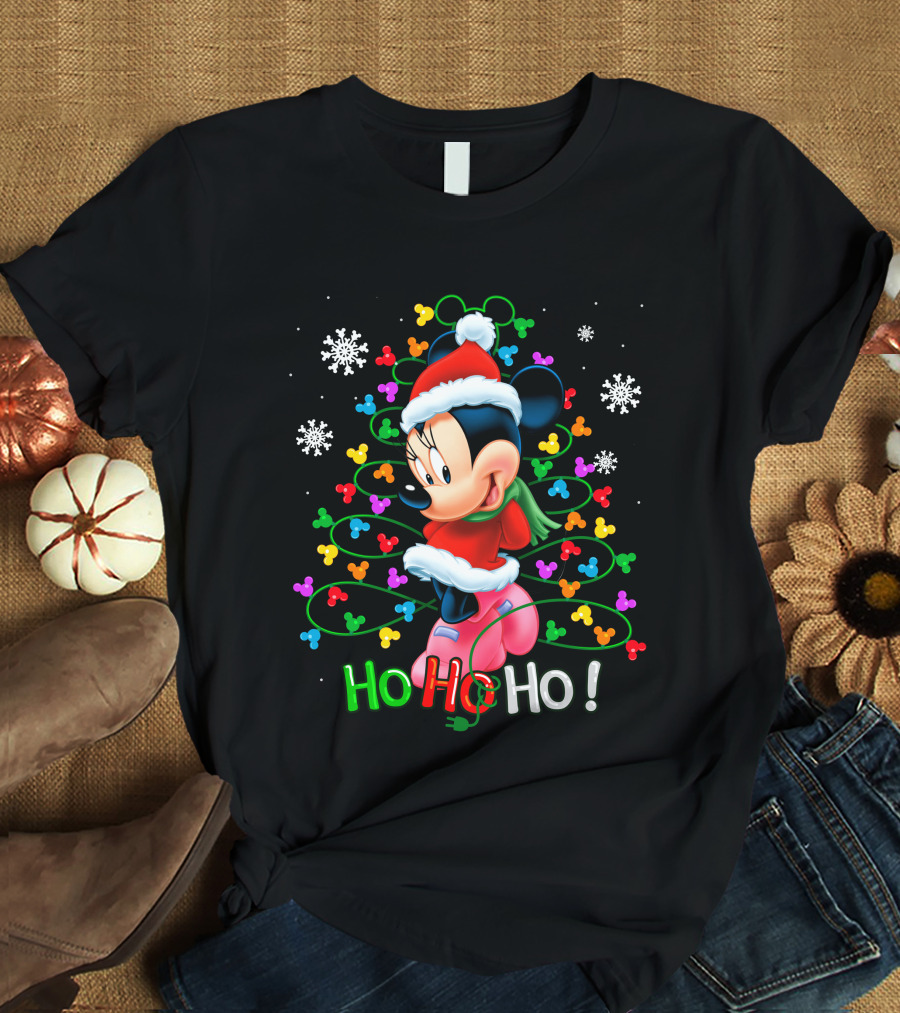 Minnie Mouse Ho Ho Ho Christmas Lights T-Shirt