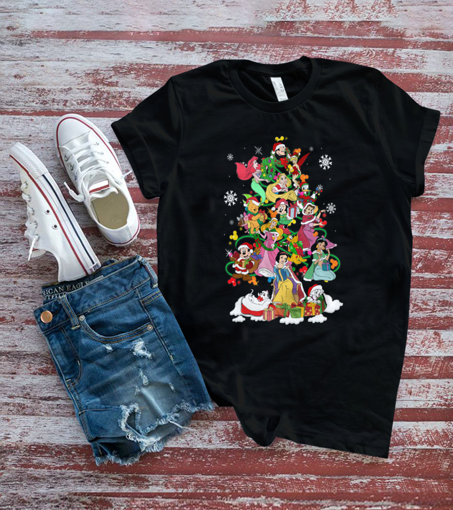 Mickey And Friends Christmas Disney Princesses Tree Holiday Magic T-Shirt