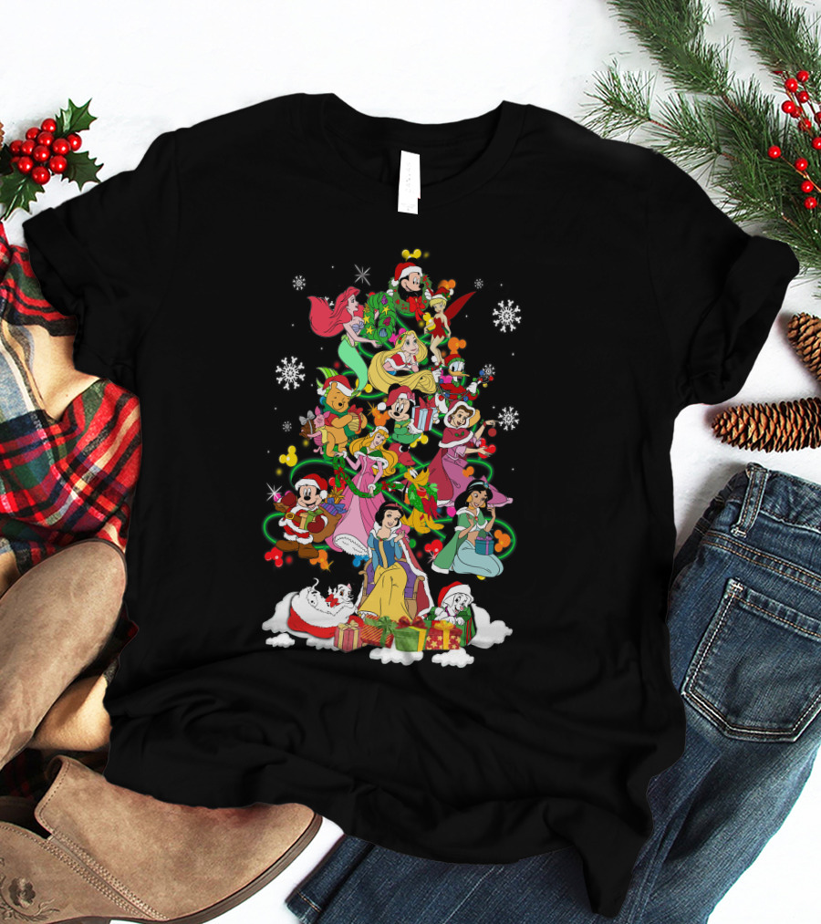 Mickey And Friends Christmas Disney Princesses Tree Holiday Magic T-Shirt