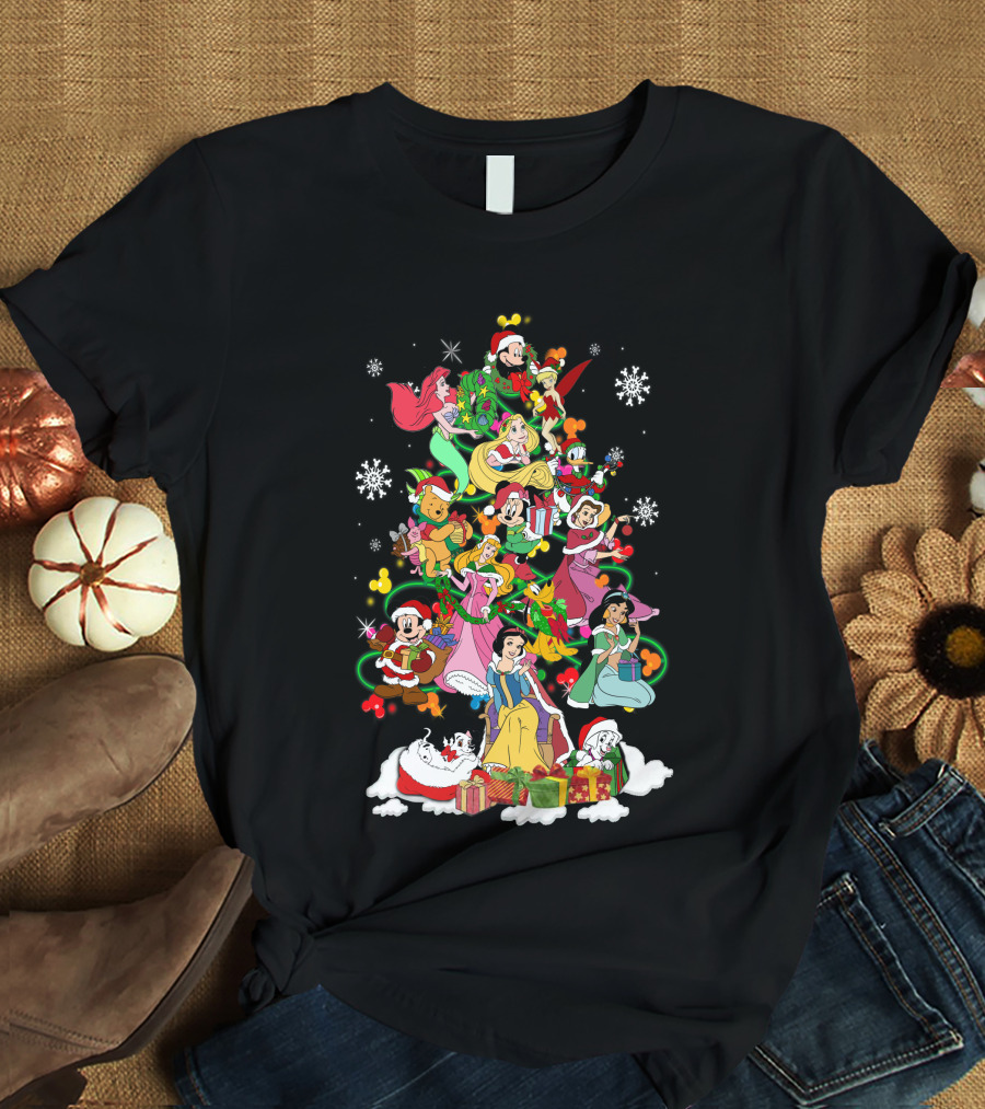 Mickey And Friends Christmas Disney Princesses Tree Holiday Magic T-Shirt