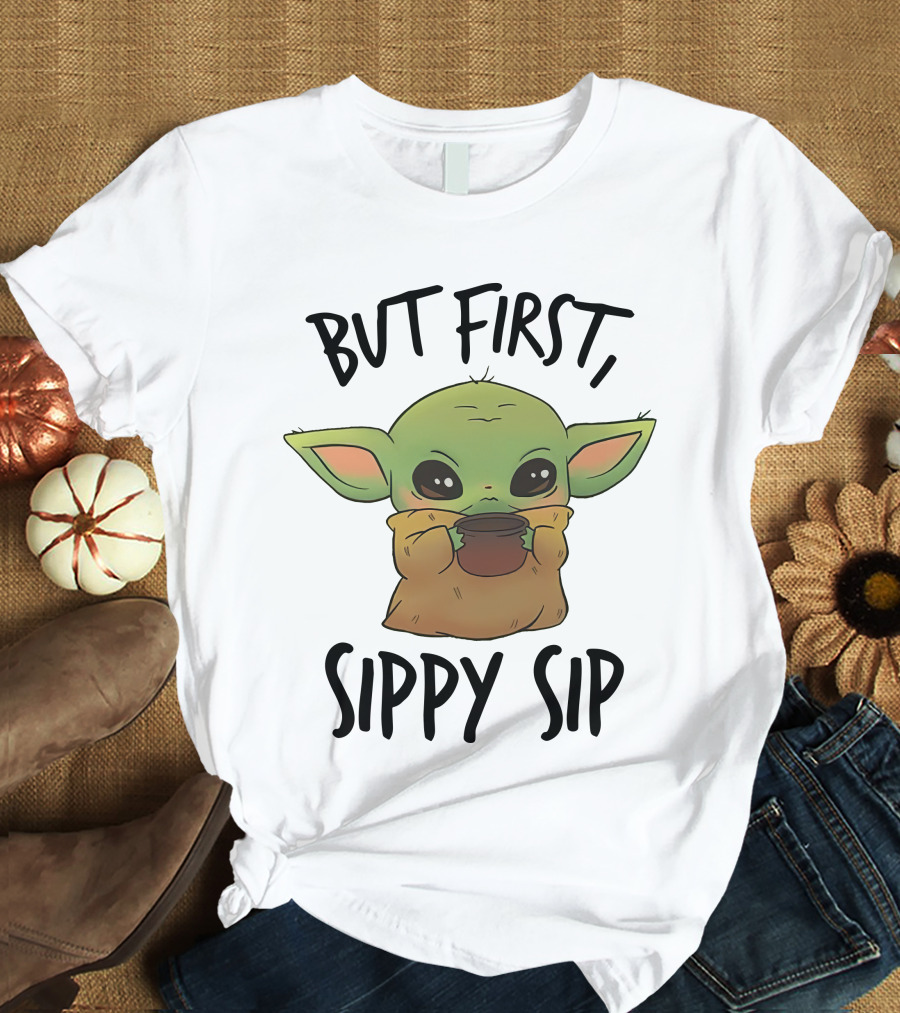 But First Sippy Sip Baby Yoda Cute Mandalorian Moment T-Shirt