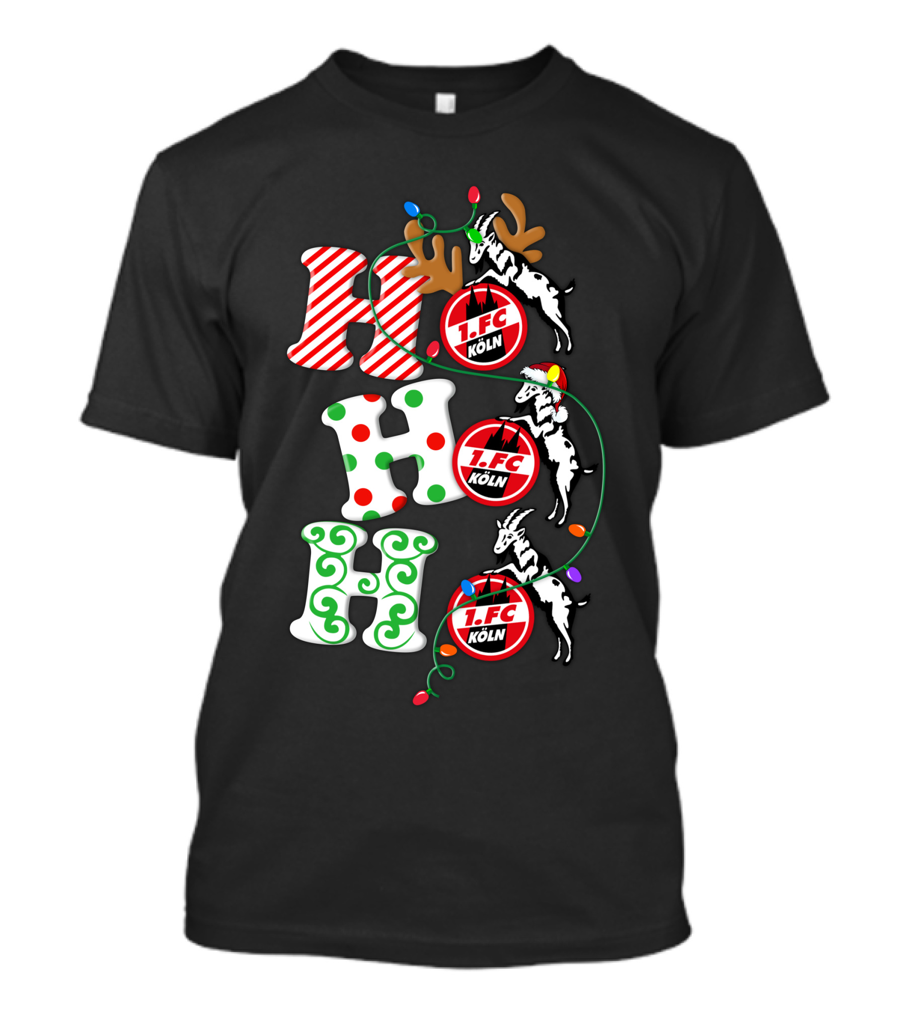 1. FC Köln HoHoHo Christmas Reindeer Lights T-Shirt