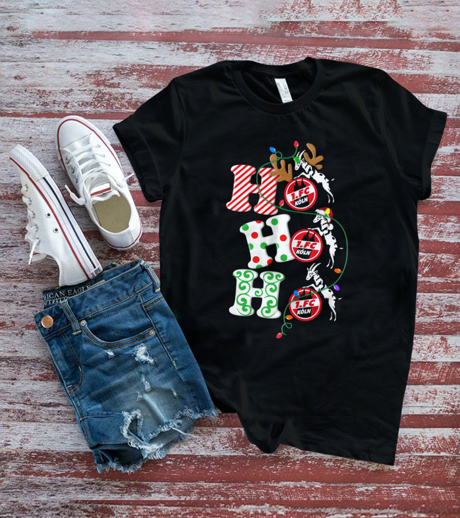 1. FC Köln HoHoHo Christmas Reindeer Lights T-Shirt