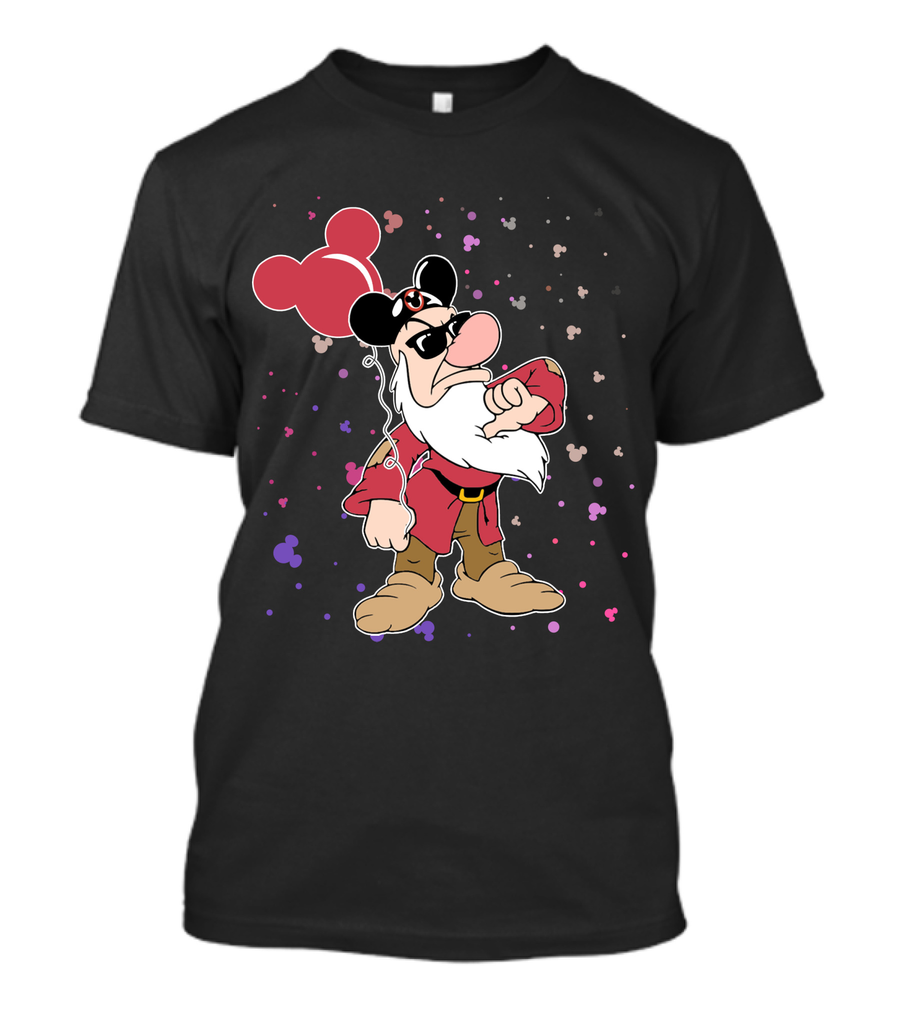 Grumpy With Mouse Ears Balloon And Confetti T-Shirt
