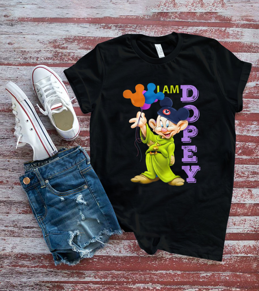 I Am Dopey Disney Character With Mickey Ears And Balloons T-Shirt