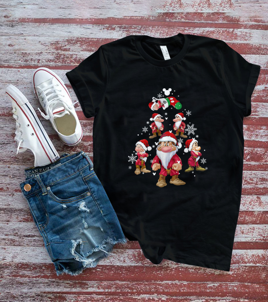 Grumpy Christmas Dwarf Santa Snowflake Tree Disney Stocking T-Shirt