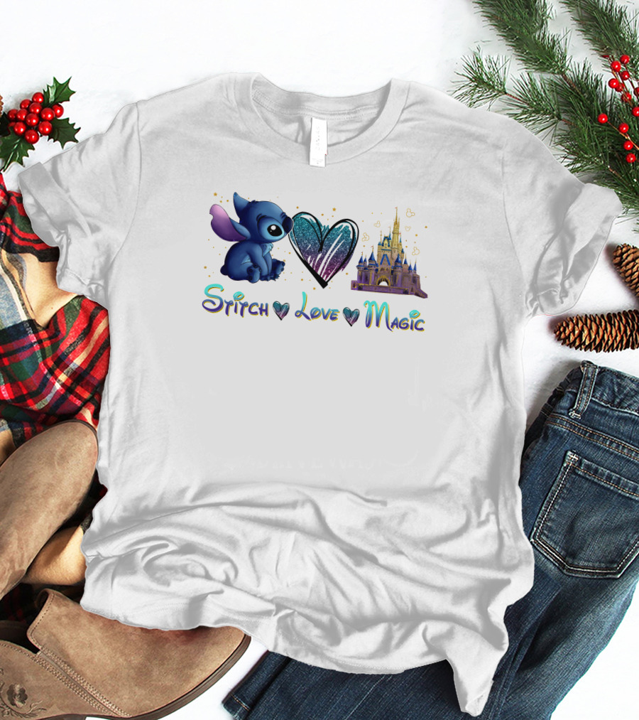 Stitch Love Magic Heart Castle Fantasy T-Shirt