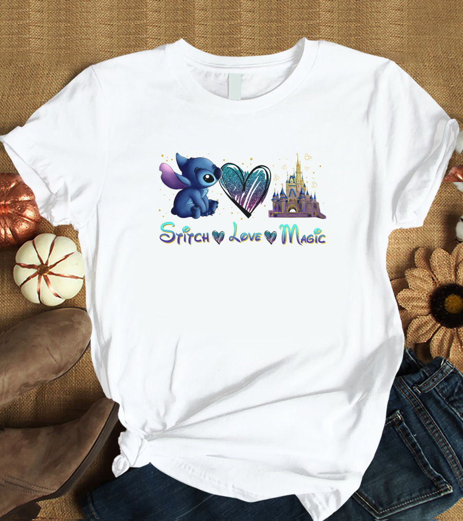 Stitch Love Magic Heart Castle Fantasy T-Shirt
