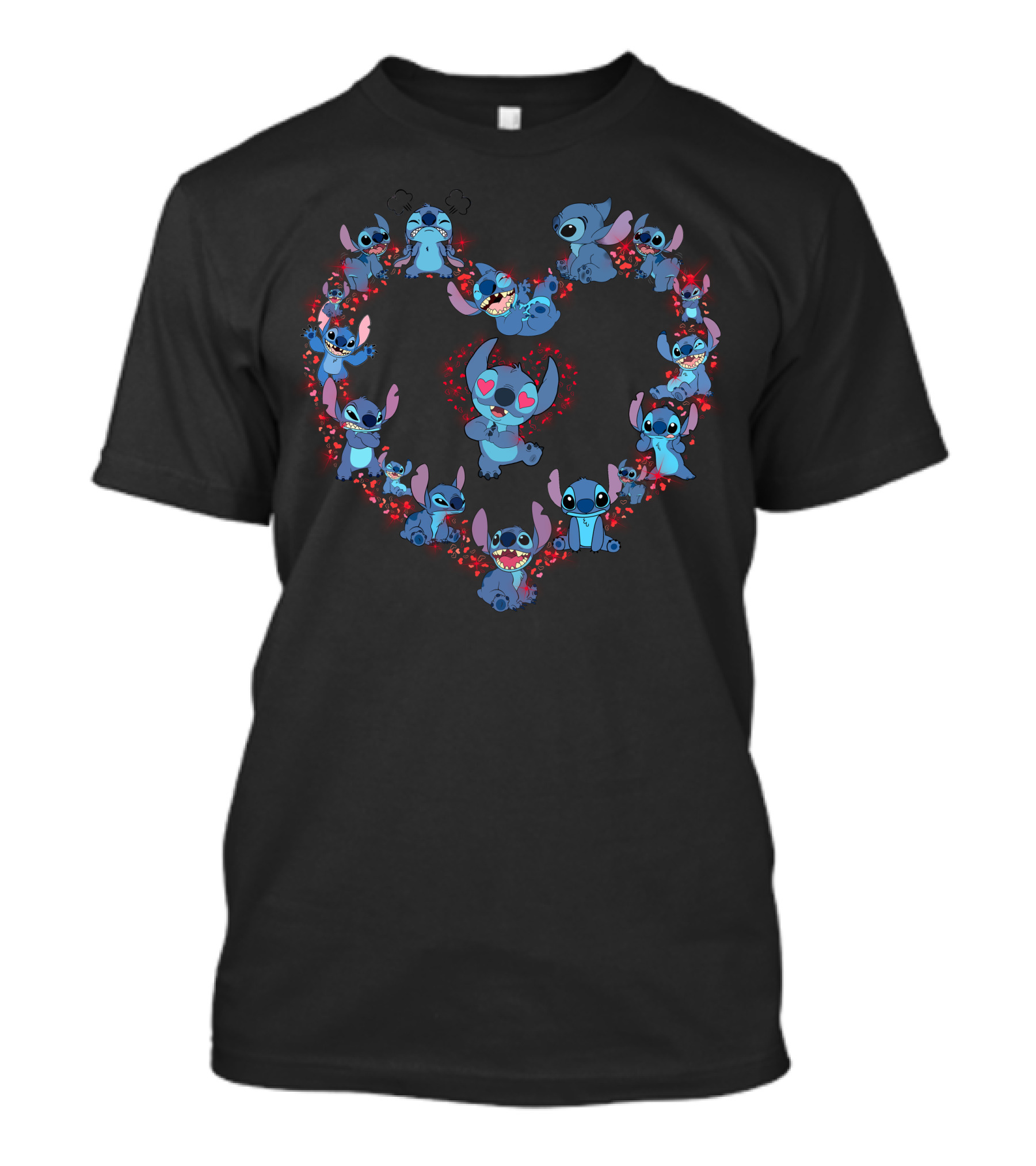 Stitch Heart Design With Multiple Adorable Stitch Expressions T-Shirt