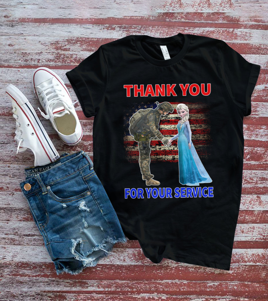 Thank You For Your Service Elsa Soldier American Flag T-Shirt