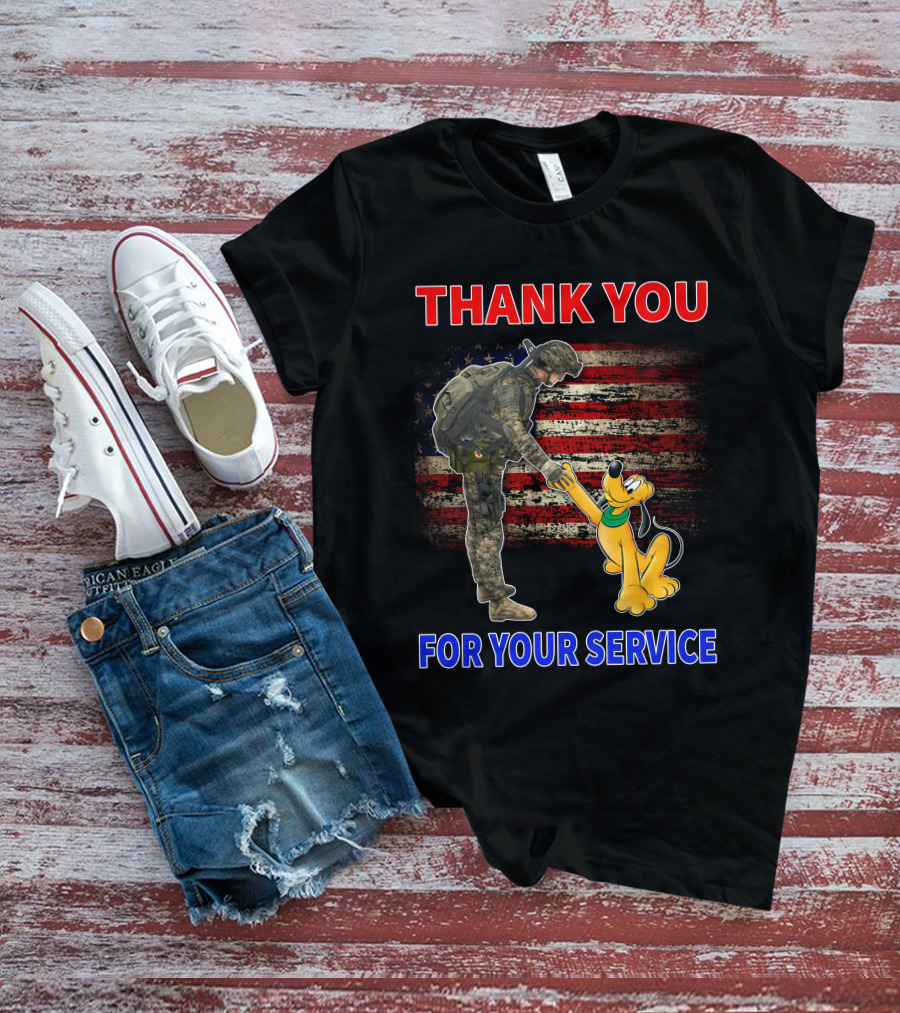 THANK YOU FOR YOUR SERVICE PLUTO SOLDIER AMERICAN FLAG T-Shirt