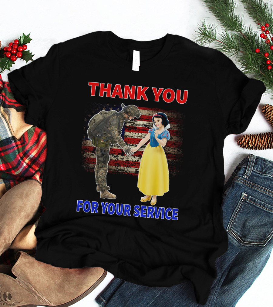 Thank You For Your Service Snow White Soldier Flag T-Shirt