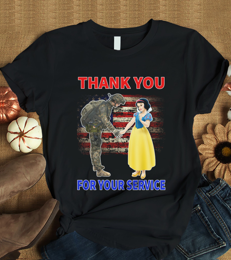 Thank You For Your Service Snow White Soldier Flag T-Shirt