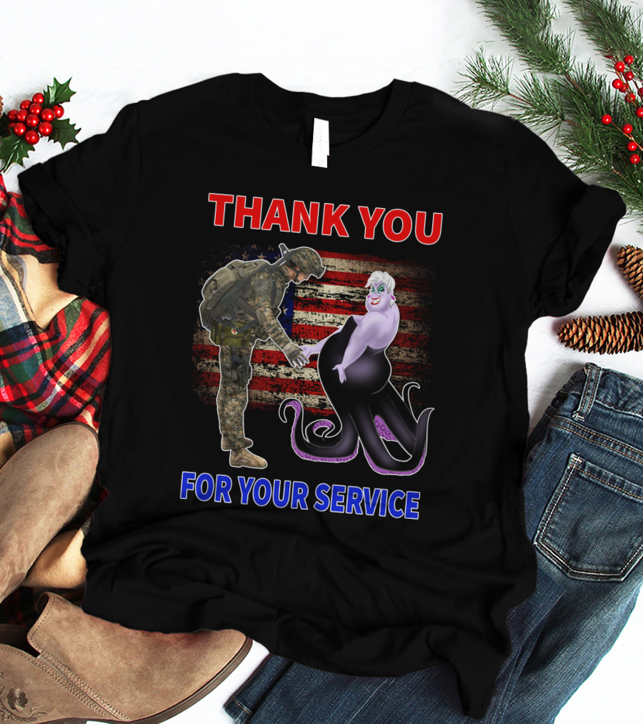 Thank You For Your Service Ursula Soldier American Flag T-Shirt
