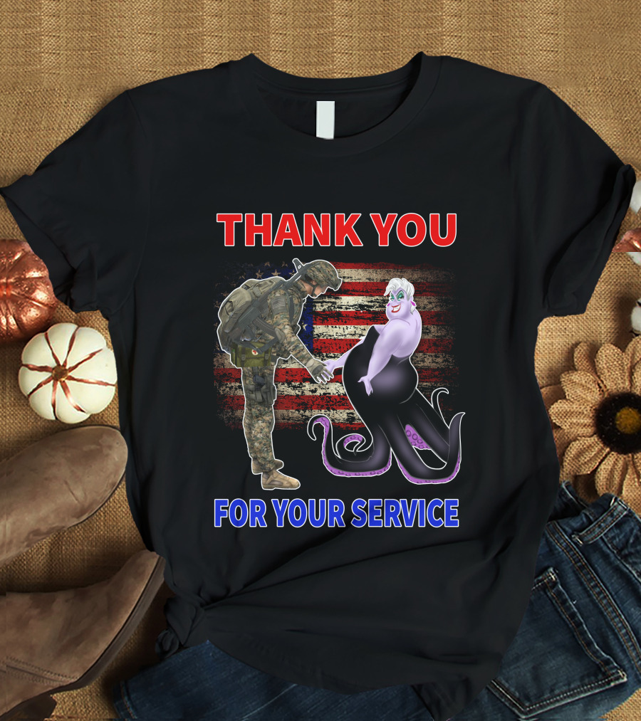 Thank You For Your Service Ursula Soldier American Flag T-Shirt